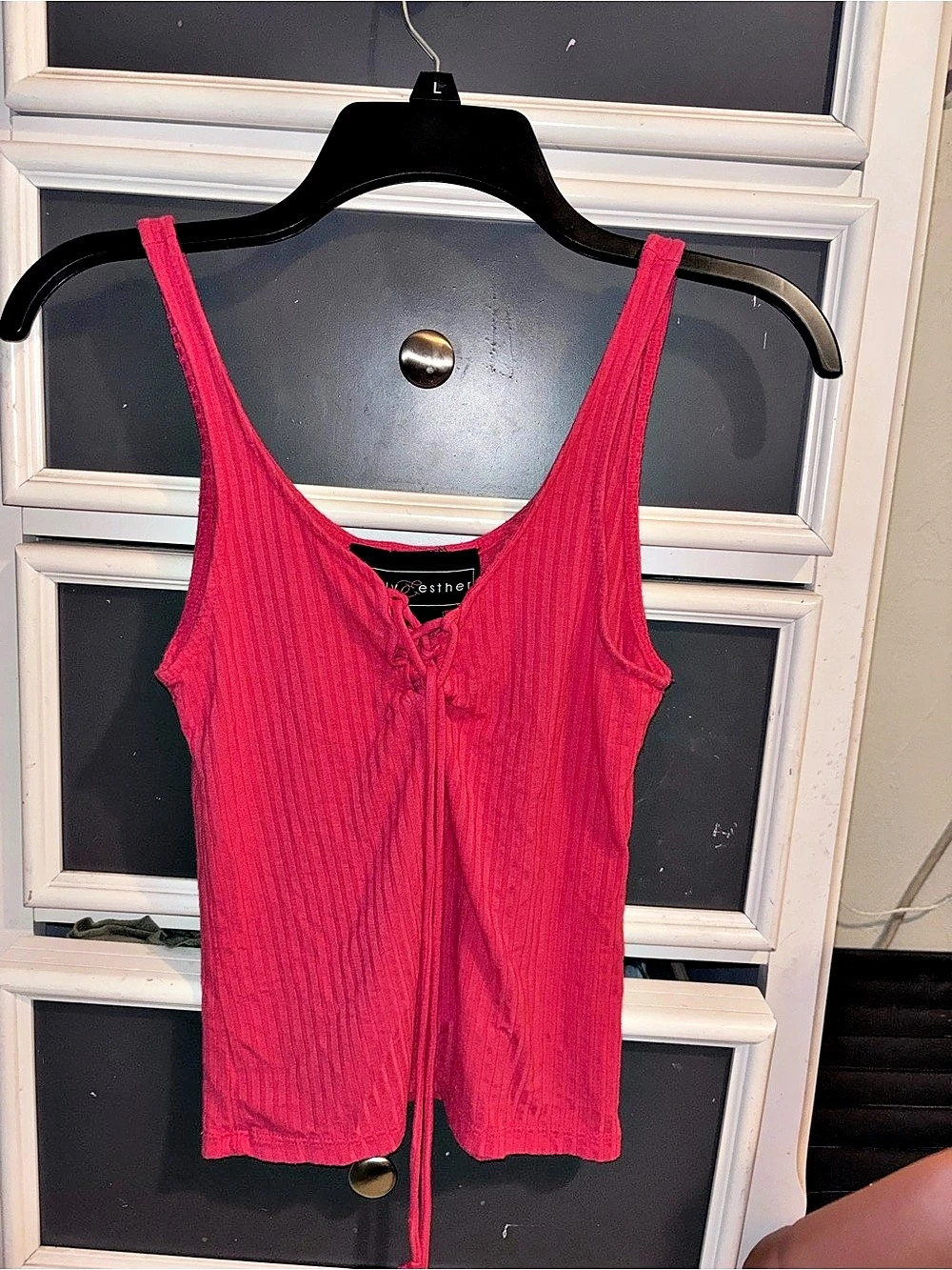 Ribbed tie-Up Tank Top in Pink Like New